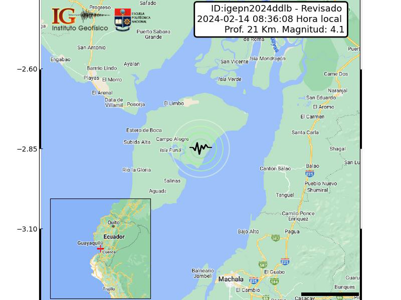 Se registró un sismo cerca de Balao, provincia del Guayas
